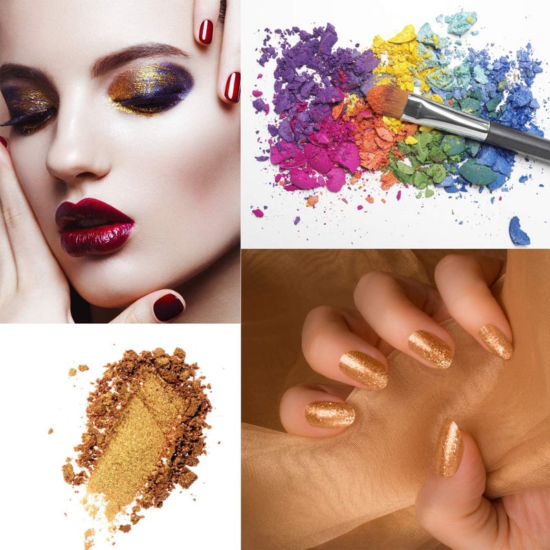 SEISSO Mica Powder - 3.5oz/100g Royal Golden Natural Epoxy Resin Dye Color Pigment Powder for Soap Making, Slime, Nail, Paint, Bath Bomb Colorant, Gift for Christmas New Year - Image 5